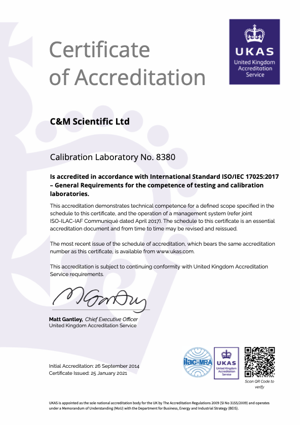 Our UKAS Certificate has been maintained ensuring our testing and calibration services are at the ISO/IEC 17025:2017 standard. #UKAS #calibration #laboratory