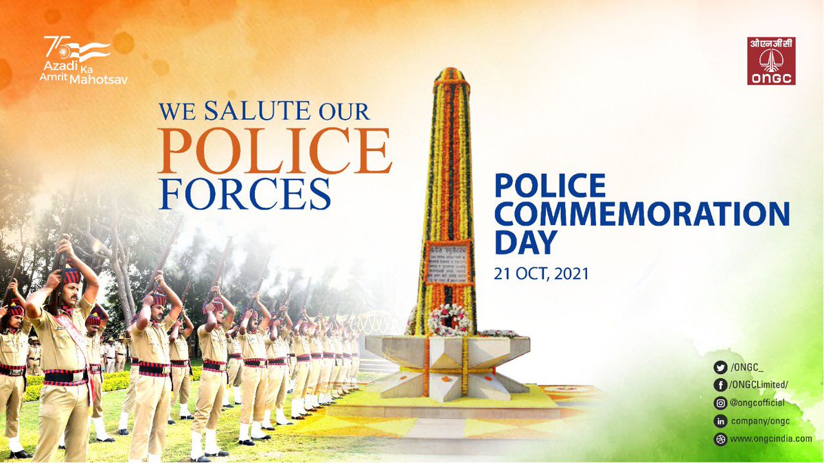 ONGC_'s tweet photo. On #PoliceCommemorationDay2021, join #ONGC in saluting the selfless efforts by #police personnel to maintain law &amp; order while also braving as #FrontlineSoldiers to help nation tide over the unprecedented #COVID19 pandemic @IPF_ORG @PetroleumMin @HardeepSPuri @Rameswar_Teli https://t.co/mLyLDHZpim