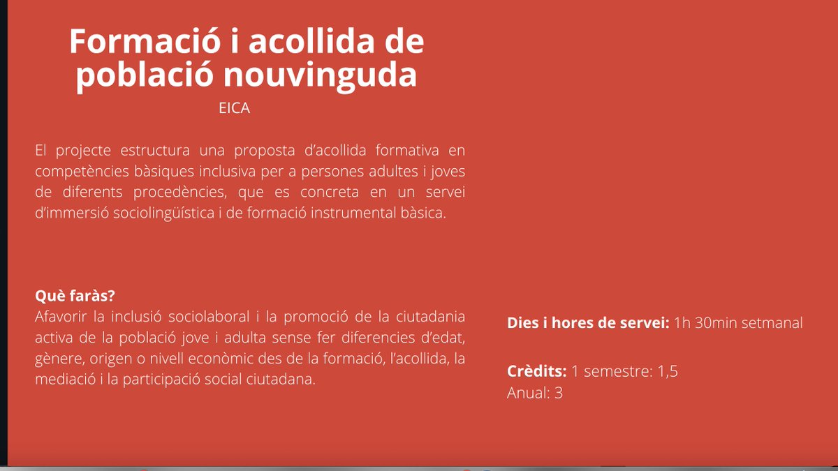 OficinaApS's tweet photo. Posem al vostre abast projectes diversos relacionats amb la vostra formació. Podeu col·laborar amb Baskin, integrant persones amb discapacitat mitjançant la pràctica esportiva, o amb EICA, afavorint la inclusió a través de la immersió sociolingüística i la formació @EducacioUB https://t.co/QMWur8jy7L