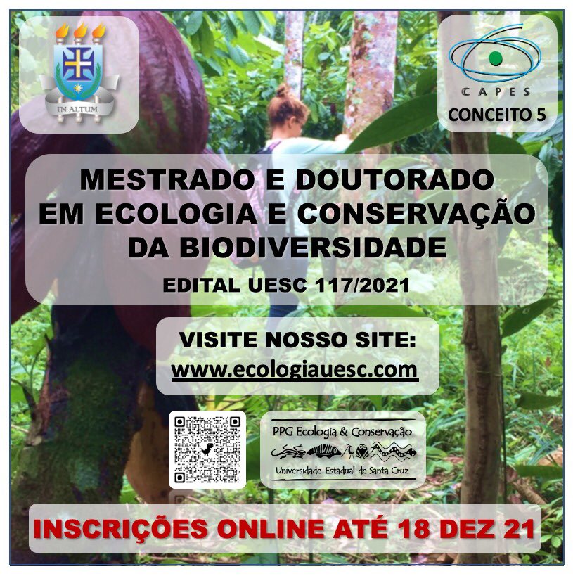 Leac_Uesc's tweet photo. Olha aí pessoal, edital publicado passa seleção de candidatos ao mestrado e doutorado da PPGECB na UESC, Ilhéus, BA. IMPERDÍVEL https://t.co/tz6qtlpVUR