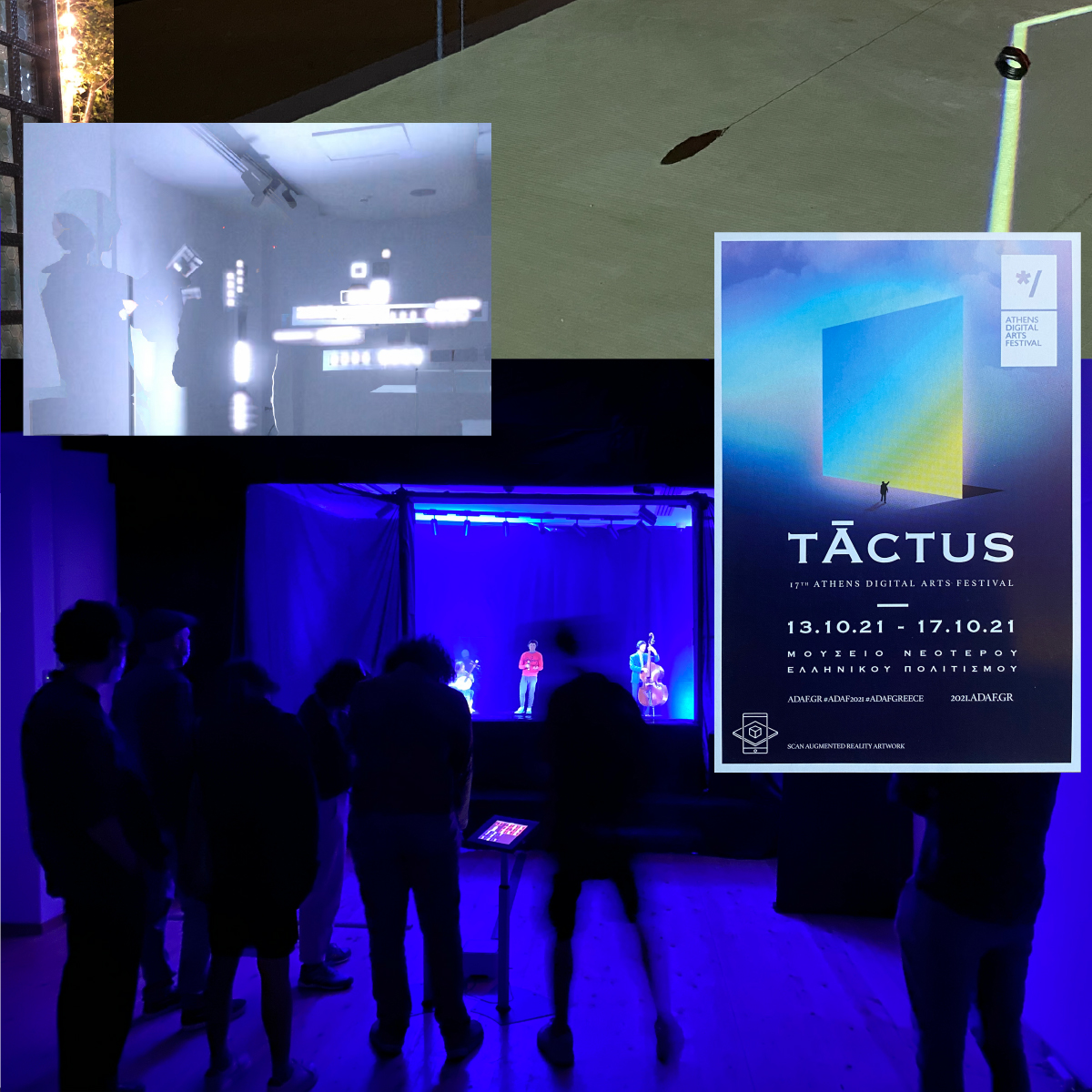 #AstralMusicProjections - our #hologram #mashup #launcher last week at Athens Digital Arts Festival #Tactus <a href="/ADAFgreece/">ADAF</a> 2021 
#adaf2021  #interactiveinstallation #newmediaart #newmediaartist #hologram #mashup #Launcher
Collage also feat. Hussain Faqih's "Int XYZ" #imageblend