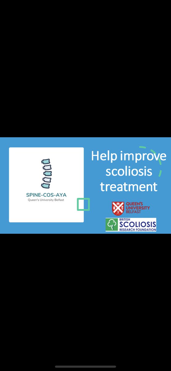 Find out more about our study by watching this short video. youtube.com/watch?v=gsDSnX… If you are a young person living with idiopathic scoliosis in NI or a parent of a child meeting this description, we would love to hear from you!