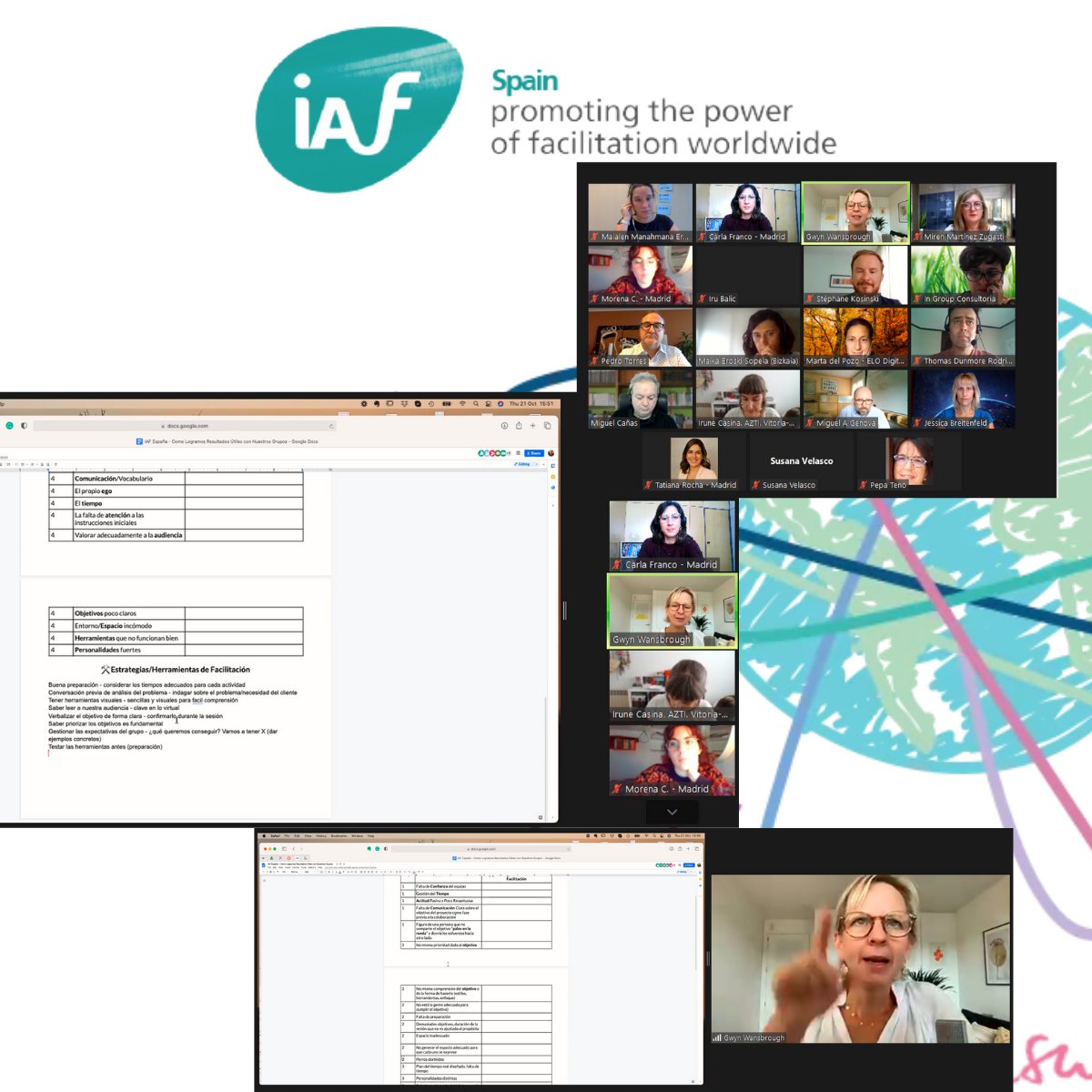 Gwyn Wansbrough nos ha facilitado un taller muy interesante sobre la competencia 4 de IAF: Guia al grupo hacia resultados útiles y apropiados
Hemos identificado las barreras y estrategias de facilitación para lograr resultados valiosos
 #FacilitationWeek
 #FacWeek #FacWeekSpain