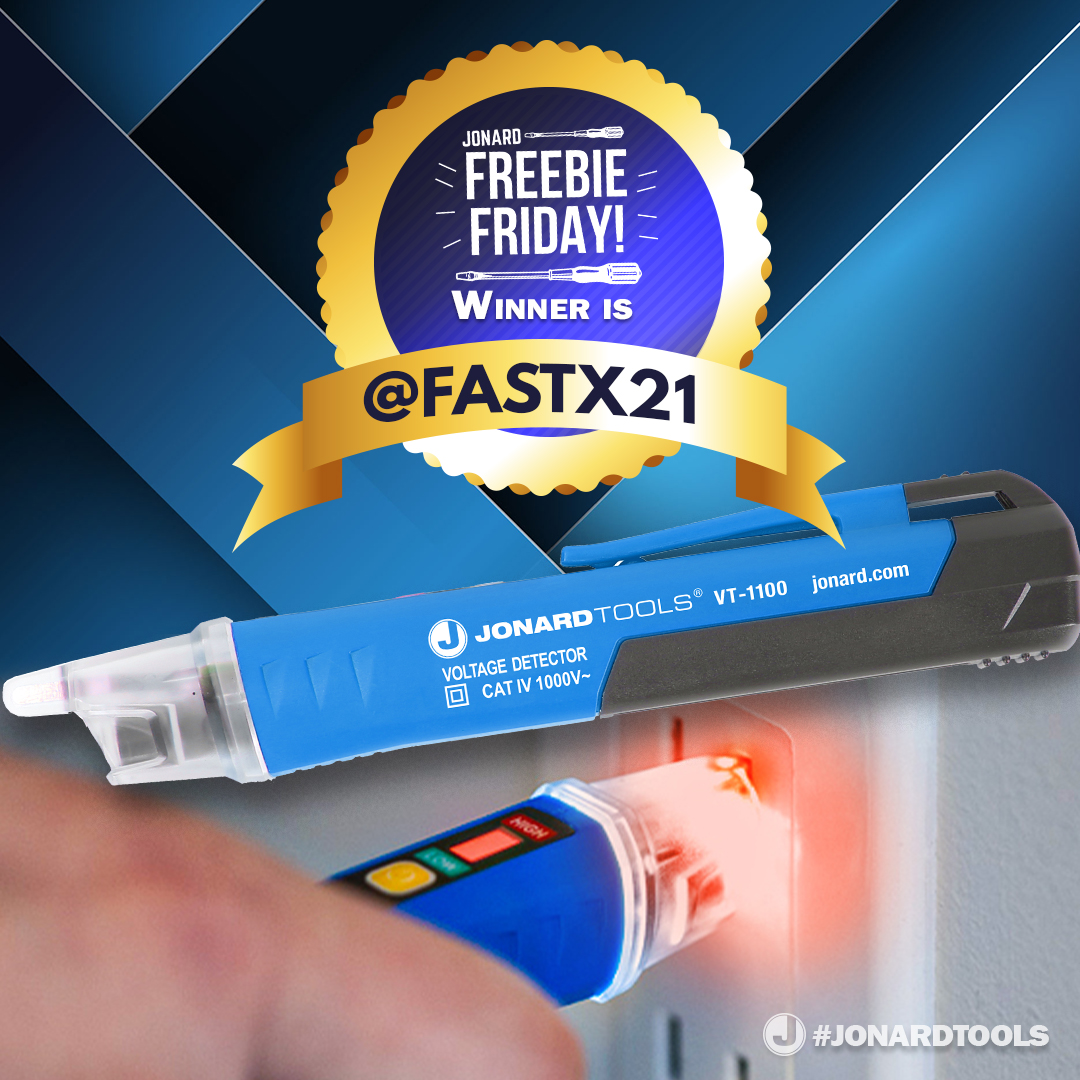 JonardTools's tweet photo. Congratulations #FreebieFriday #winner Fastx21 (Inst)! He won the #JonardTools #MustHave Non-Contact Dual Range Voltage Detector Pen (VT-1100)!
Check in tomorrow for our #new Freebie Friday #giveaway!
#Jonard #MadeForLife #Installer #SafeTools #testequipment #voltagetester https://t.co/RV0f1vGJxt
