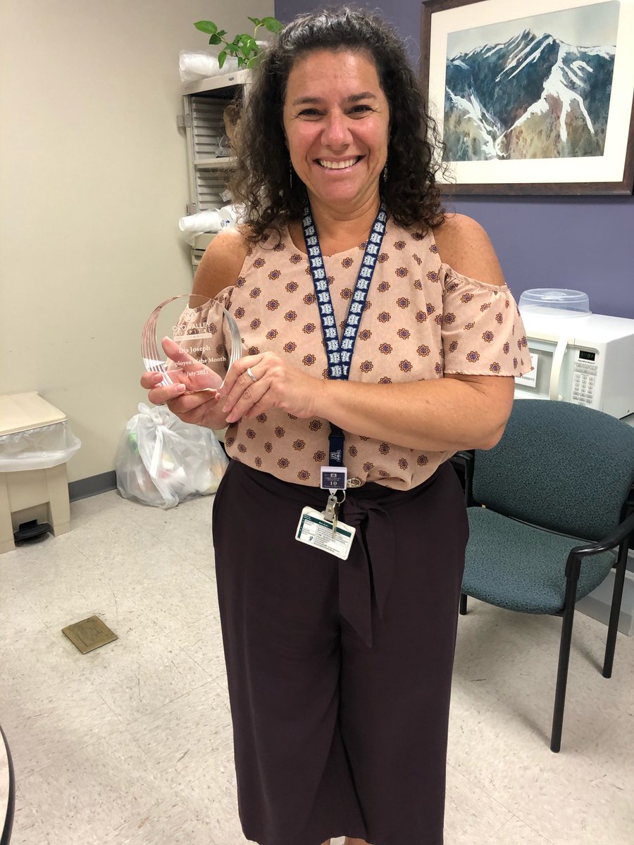 HealthierTucson's tweet photo. Iris Joseph was recognized at the Employee of the Month for OVH! She works in nursing administration and always brings a positive attitude to work and truly cares about her patients and coworkers. Congratulations! https://t.co/8HAXBsonaY