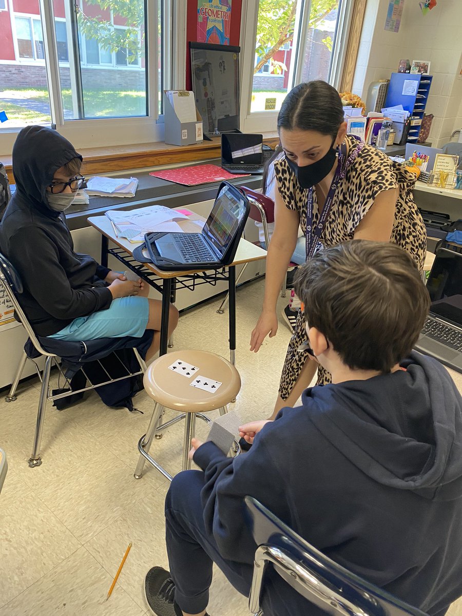 Ms. Pienkos and Ms. Chechakos work with 6th graders at <a href="/JHVernonSchool/">James H. Vernon School</a> on comparing and ordering integers using games and elevation levels in Oyster Bay!  #OBENempowers