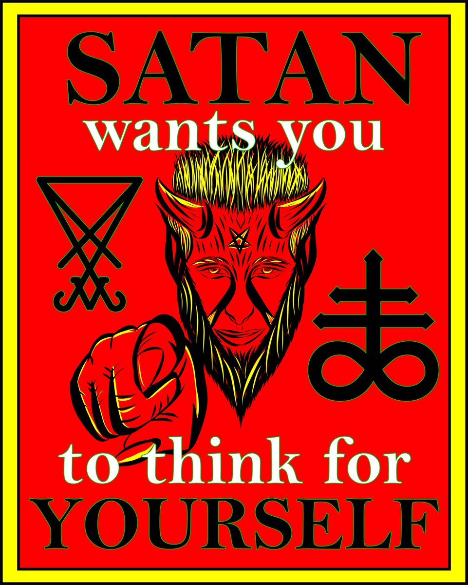 MrRhettPierce's tweet photo. Satan wants you to think for YOURSELF!

New art available in prints, tshirts, and hoodies.

https://t.co/nxf6sn8NJk

#thinkforyourself #scienceisreal https://t.co/SEeoDb5NbA