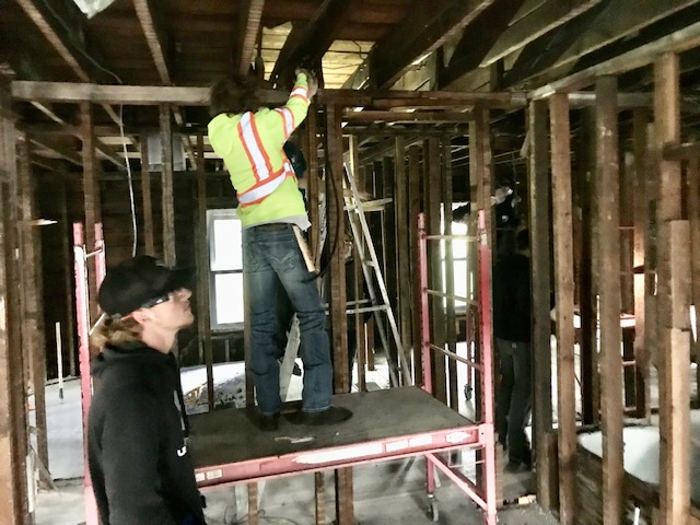 ESACC_ET's tweet photo. Removing the old knob &amp; tube wiring on a 120 year old home!  Prepping for new wiring at Shannon's House.  #ESACCIgnites https://t.co/xRY25emVAe