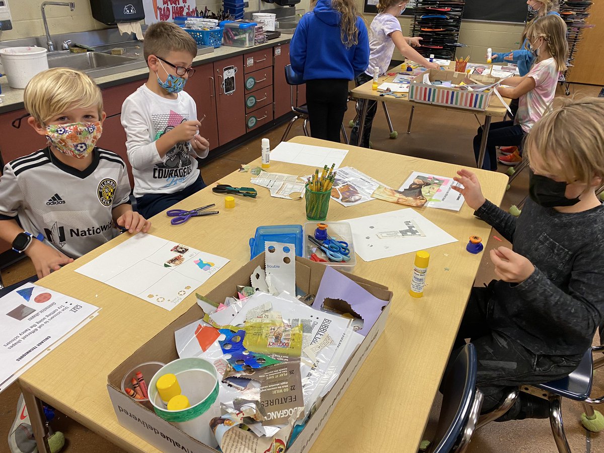 MrsNArtStudio's tweet photo. Collage boot camp was a hit with these @NorthwoodES 3rd graders. Students explored collage artists, learned what makes a collage, and practiced different collage techniques. #choicebasedart #elementaryart #collage #artbootcamp https://t.co/CPRTmguyPh