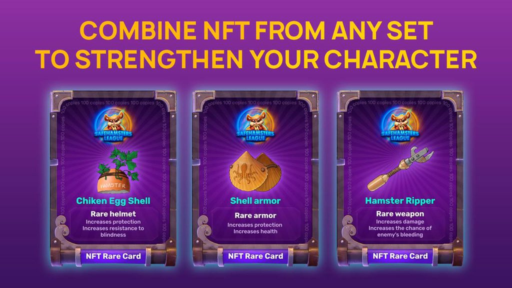 SAFEHAMSTERS's tweet photo. 🚨You can combine #NFT gear with your other #SafeHamster NFTs! All #NFTs have their place and strategy when fighting. Taking advantage of different item combinations will secure you place on the leaderboard.🐹

🌱Seed is nice and low! This is your chance!

#Crypto #Altcoin #BNB https://t.co/DPrphNaXyc