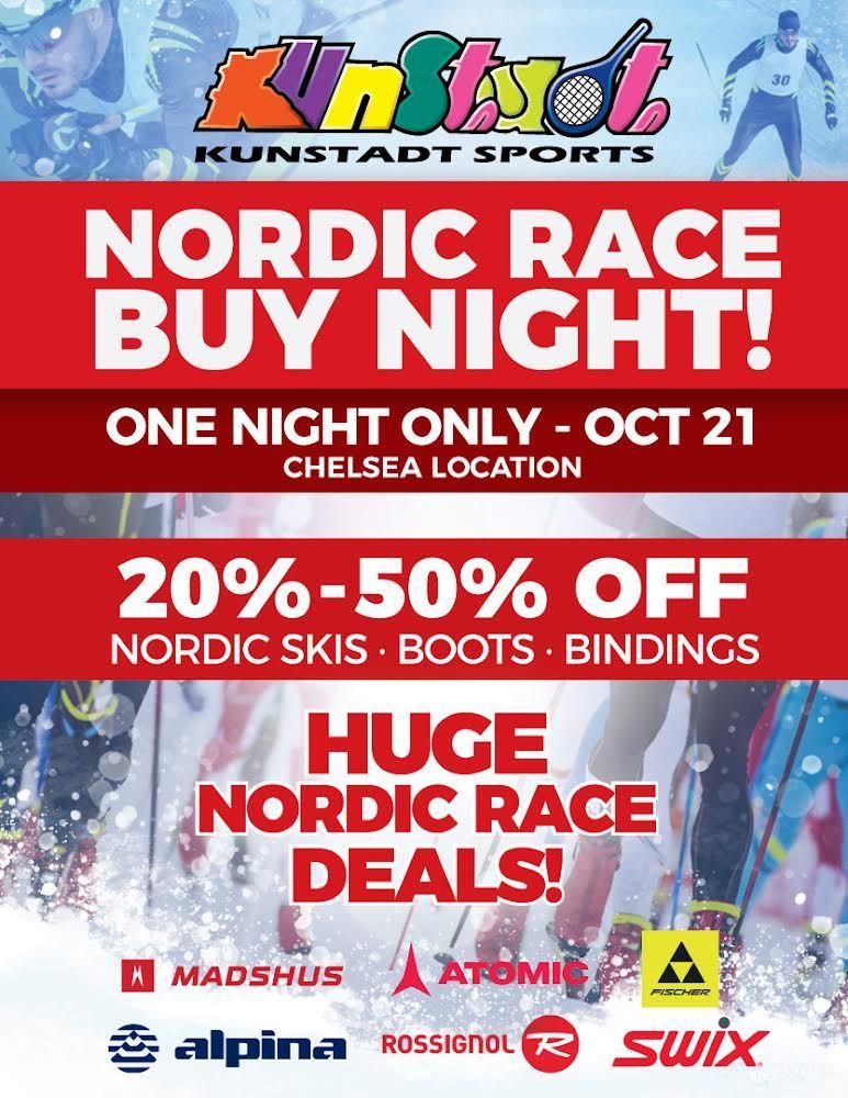 TONIGHT!!! 👉 This Thursday night we are hosting a nordic race buy night at our Chelsea location (58 Old Chelsea). There will exclusive discounts and industry brand reps on site! We hope to ski ya' there! 😊