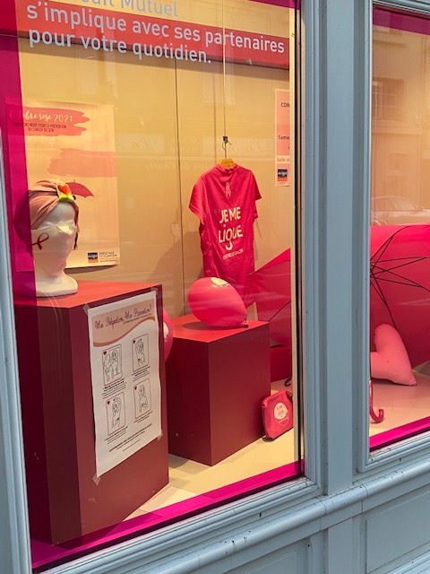 CMSORUELLE's tweet photo. La belle vitrine de Ruelle pour Octobre Rose🌹@cmarkea @CMSudOuest @CMSOsecteur16_1 @WeAreArkea https://t.co/NOvjWGwLng