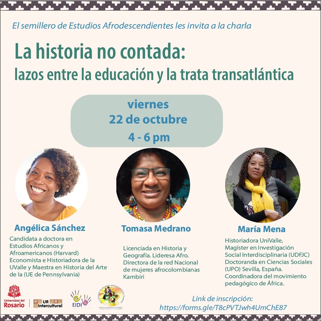 ¡Mañana nos vemos en el ciclo de charlas afro! ¿Ya se inscribieron? Link en la bio y aquí: forms.gle/T8cPVTJwh4UmCh…
¡Los esperamos!🌼