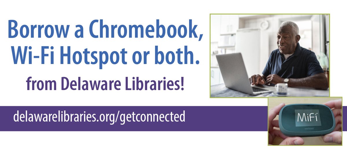DELibraries's tweet photo. In need of a Chromebook or WiFi hotspot? At Delaware Libraries you can borrow technology for FREE! Each device can be borrowed together or individually! https://t.co/vP1fquysqK | #GetConnectedDE #DELibraries https://t.co/Kdq51eOSkc