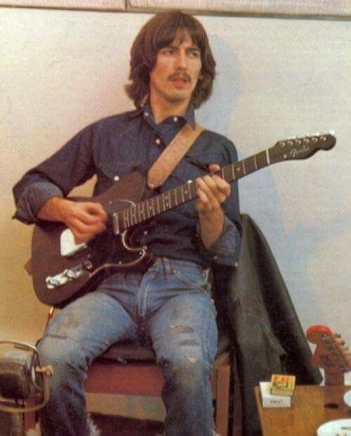 osirispod's tweet photo. Surprised no one has mentioned George and his gorgeous rosewood tele. #gentlyweeps https://t.co/5ryaouQK1x