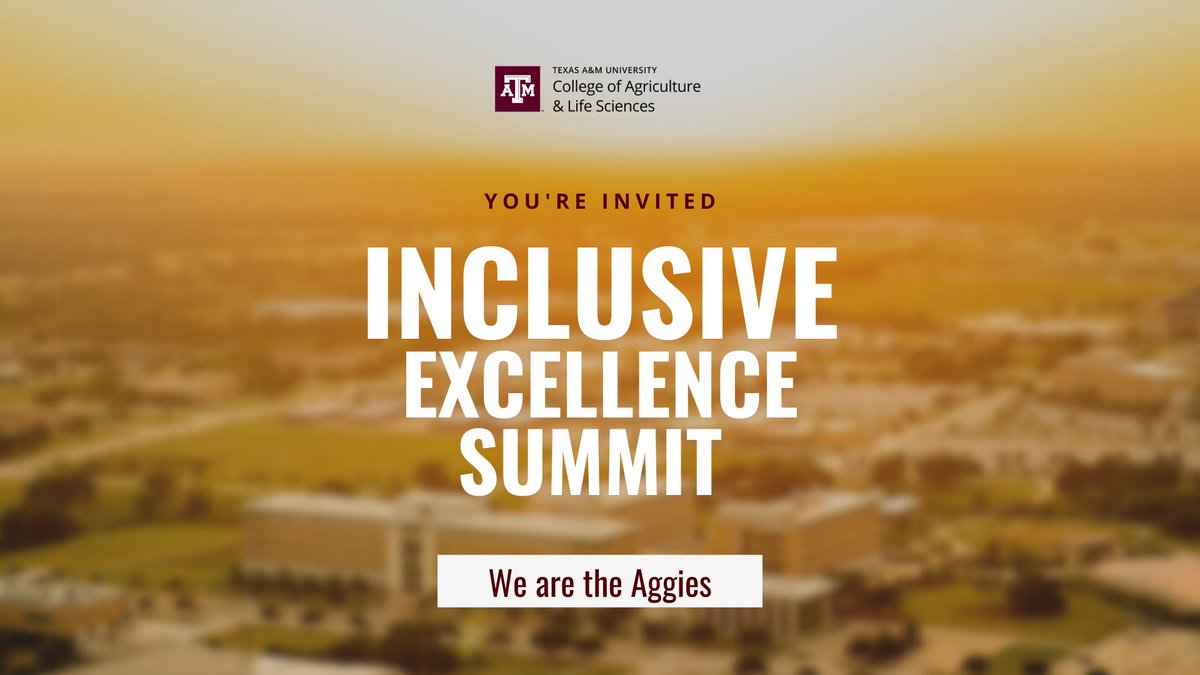 TAMU_MANRRS's tweet photo. Do you want to be more intentional in forming a more inclusive community in our college? We are organizing the inaugural Inclusive Excellence Summit on Thursday, Nov 4.

Register today and reserve your spot at https://t.co/tJic6awo6u https://t.co/UlYBrIAMwC