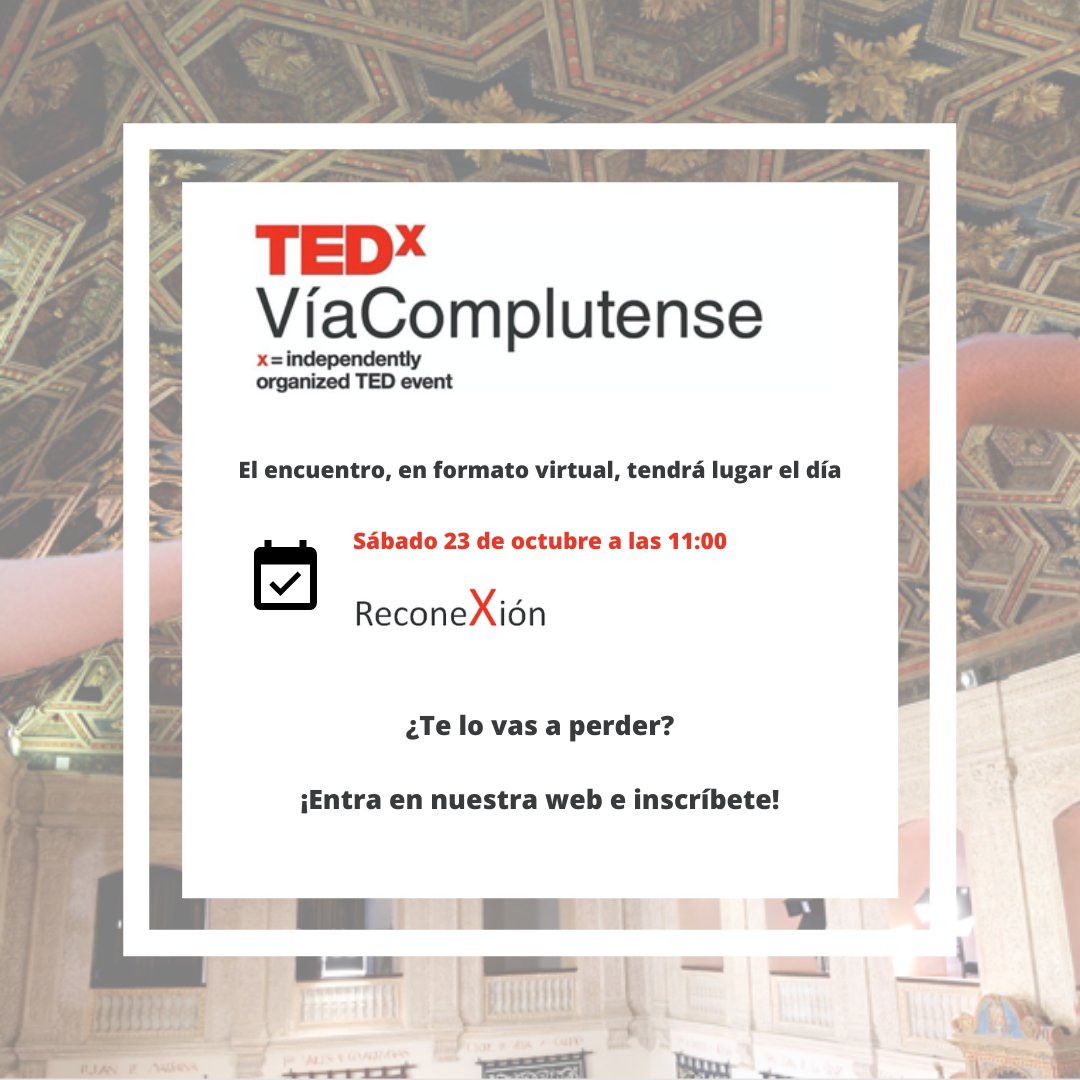TEDxViaComplu's tweet photo. ¡¡EMPIEZA LA CUENTA ATRÁS!! ⏰⏰

¿Todavía no te has inscrito?

¡Entra en nuestra web y regístrate!

#SegundoTEDxVíaComplutense https://t.co/sA5V4rTcTa