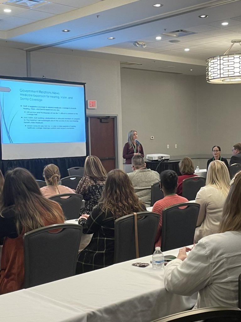 FryattAuD's tweet photo. Official day 1 of MAC Conference! Drs Nairn and Stach are presenting with our lobbyist about the current legislative issues of hearing healthcare in Michigan #backatMAC https://t.co/ApOkDm9pjZ