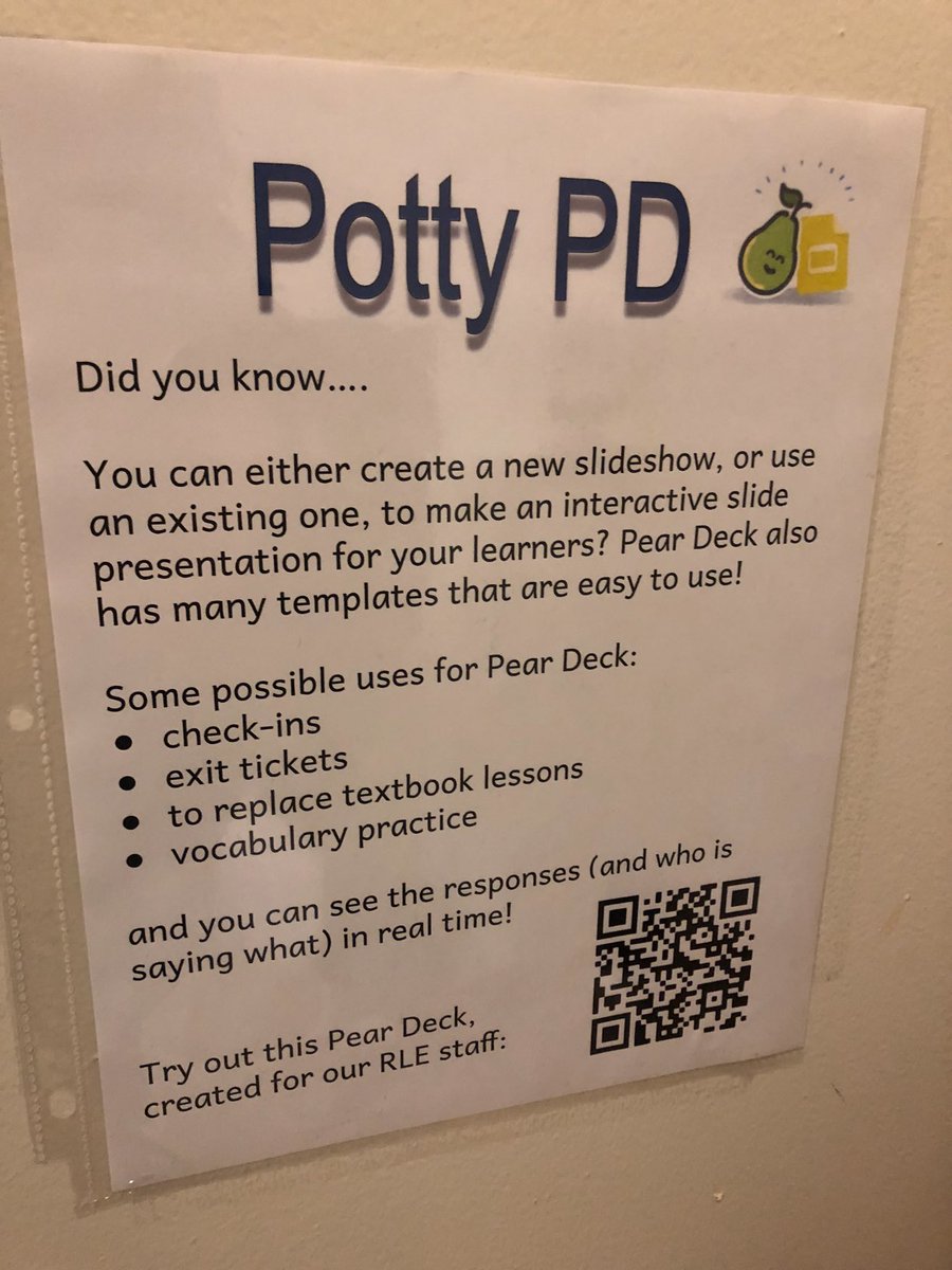Our @RockyElementary Tech Team is doing all they can to support teachers and encourage using tech in the classrooms. #PottyPD Love it!! @PearDeck 🍐