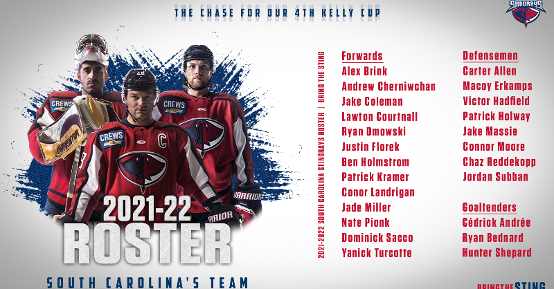 SCStingrays's tweet photo. Meet your 2021-22 South Carolina Stingrays 💪 #BringTheSting