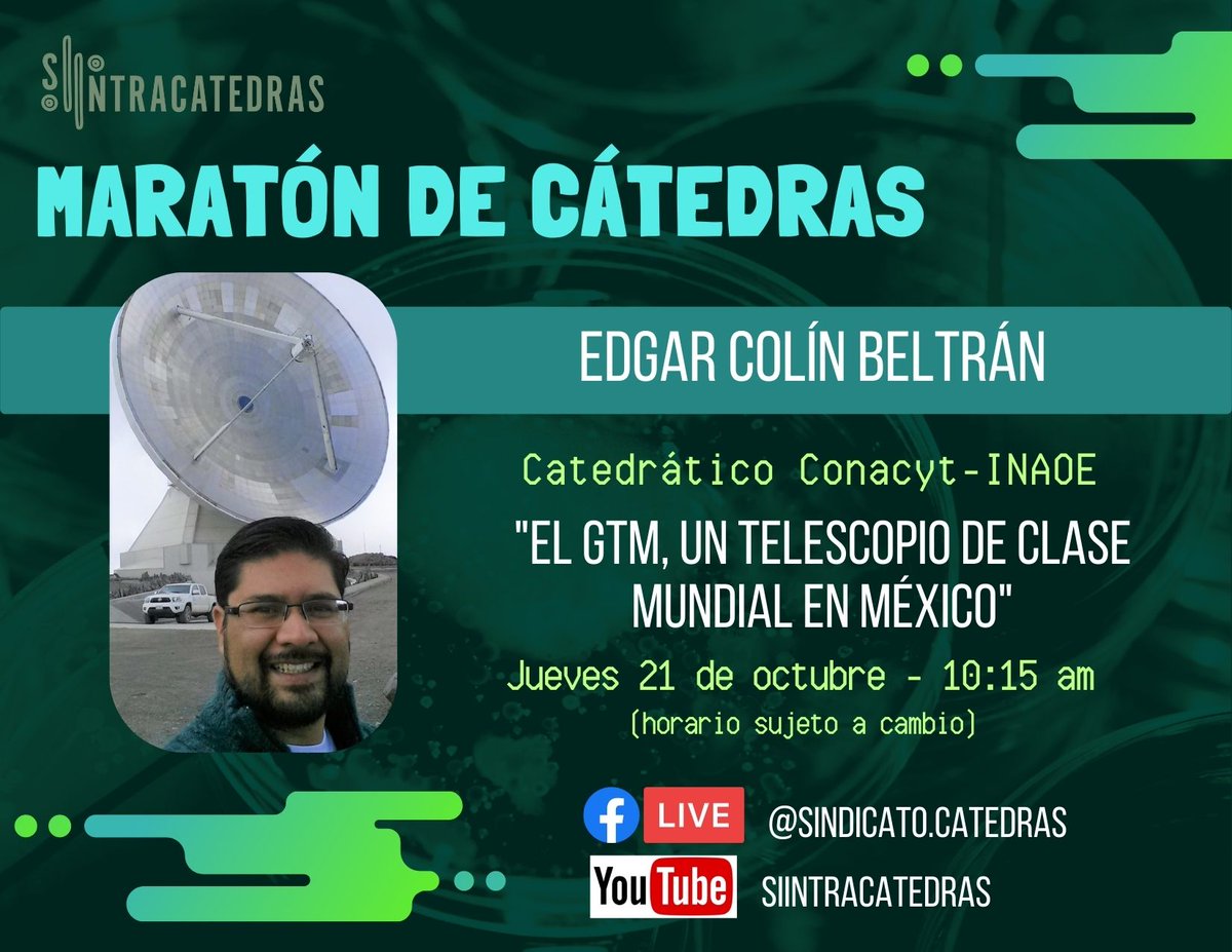 El 2do #MaratonDeCatedras presenta a Edgar Colín Beltrán <a href="/Edgar_cobe/">Edgar</a>. Es #InvestigadorPorMéxico #CátedraConacyt en <a href="/inaoe_mx/">INAOE México</a> #LaCienciaImporta 

<a href="/Conacyt_MX/">Conahcyt Consejo</a> <a href="/ElenaBuylla/">María Elena Álvarez-Buylla Roces</a>