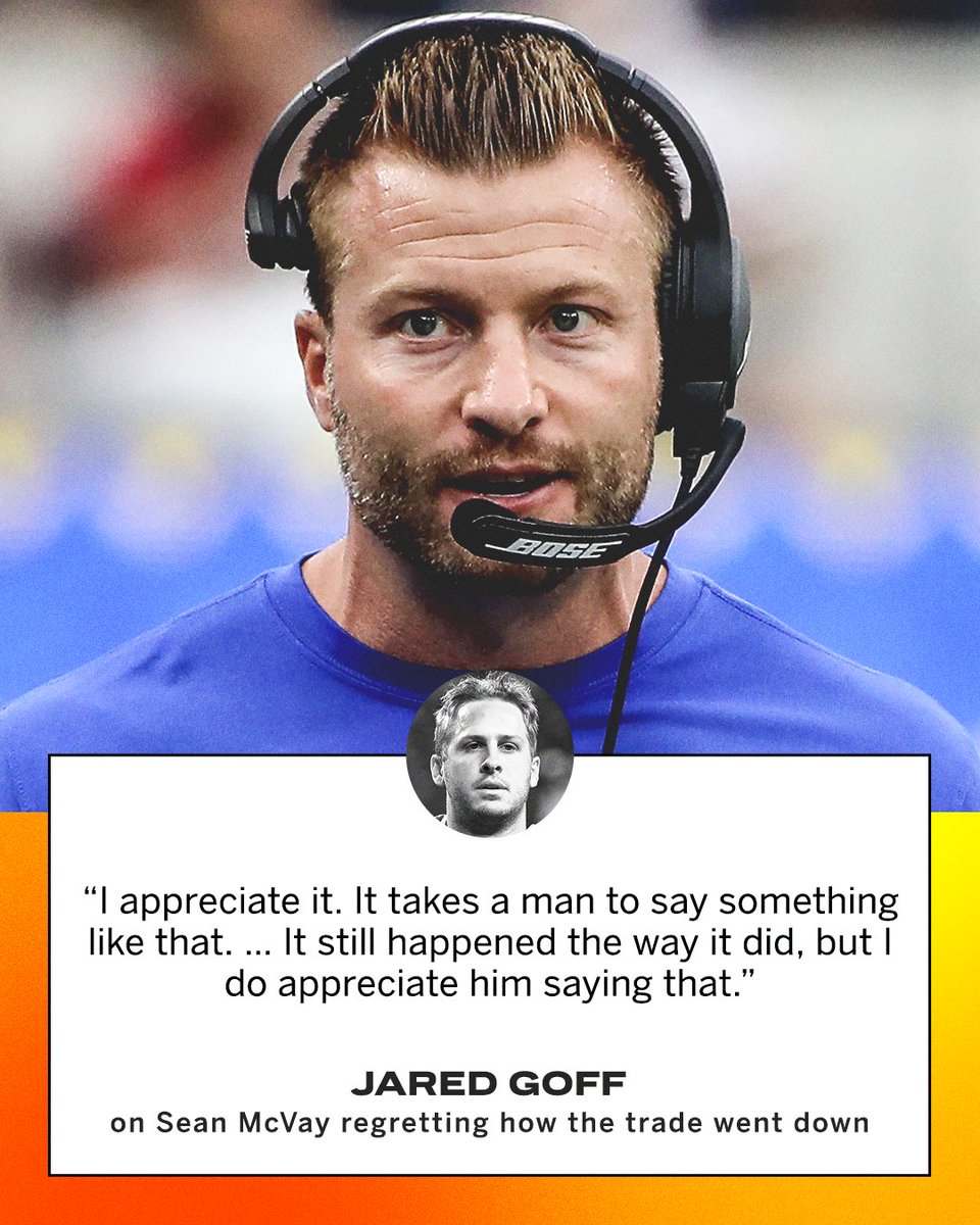 ESPNNFL's tweet photo. Goff appreciated McVay admitting he regrets how his trade to the Lions went down. https://t.co/xwRDHZHnSp