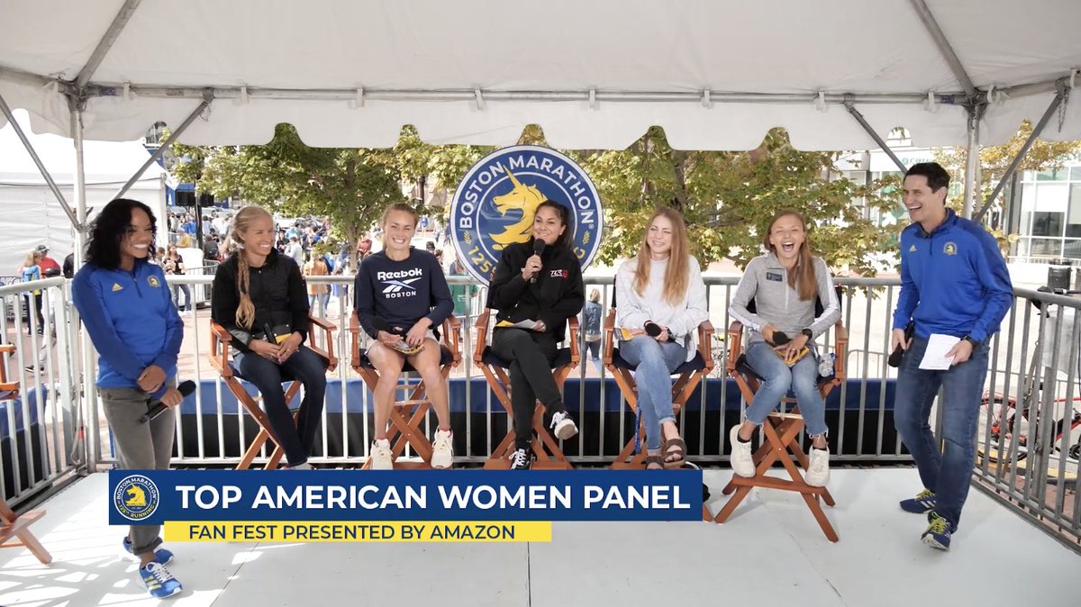 bostonmarathon's tweet photo. Last weekend, @JordanHasay, @paigestoner11, @nellrojas, @Bsach1 &amp; Dakotah Lindwurm joined us at Boston Marathon #FanFest for a Top American panel, hosted by @TKSkenderian &amp; @IMTINYRIK.

https://t.co/Ej8BgI5yri

#RunTo125
(1/2) https://t.co/U33HryBDrB