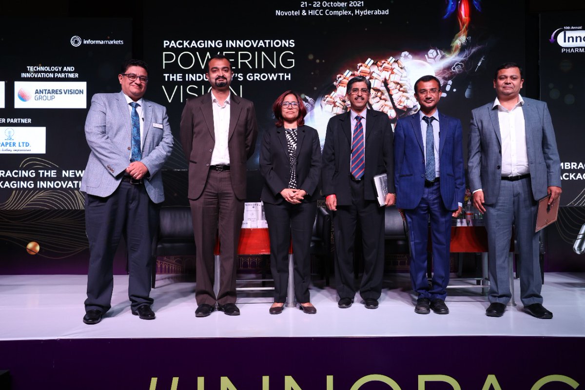 InnoPackPharma's tweet photo. Pushpa Vijayaraghavan moderated a panel on Cold chain solutions: Enabling delivery of COVID-19 vaccines with panellists Dr. Arloph John Viera, P. V. Raju, Amritendu Mukherjee and Dr. Tathagata Dutta at the 10th Annual Innopack Pharma Confex held at Novotel &amp; HICC Complex, Hyd. https://t.co/PvxlPlvf3F