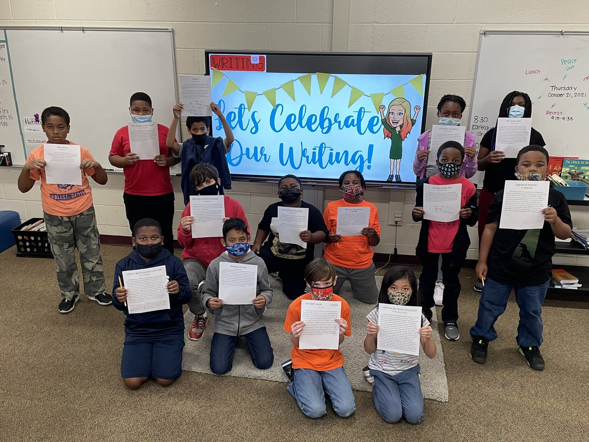 MissASaullo's tweet photo. Personal narratives published and celebrated! 🎉 @PontiacElem @RichlandTwo @TCRWP #authorsatwork https://t.co/PUlflys5Dg