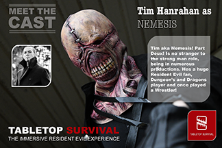 MEET OUR CAST - Tim Hanahran will be joining Tabletop Survival as Nemesis, our villain in "Escape Raccoon City", the immersive Resident Evil 3 tabletop experience. buff.ly/3lUCHsG #zombie #halloween #tabletopgames #gaming #escaperoom #raccooncity #immersive #ResidentEvil