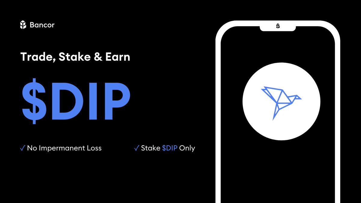 Bancor's tweet photo. The $DIP pool is live on https://t.co/p15kzfbPrE!

⚪ Single-Token Exposure
⚪ Protection From Impermanent Loss
⚪ Earn Swap Fees in $DIP

@etherisc  

Trade &amp; Stake $DIP on Bancor: https://t.co/ShlivLoI5h https://t.co/Am2NM9zOg5