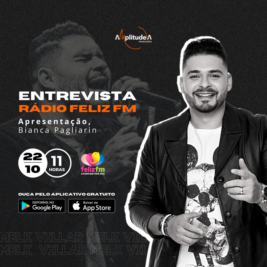 Amanhã, às 11h da manhã, vai rolar um super bate-papo da <a href="/bianca/">Andrea Marco Bianca</a>.pagliarin com o <a href="/melkvillar/">Melk Villar</a> na <a href="/radiofelizfm/">Rádio Feliz FM</a>. 📻

Anote na sua agenda e participe mandando sua pergunta através das redes sociais e pelo WhatsApp: (11) 94484-4777.

Vem muita novidade por aí!