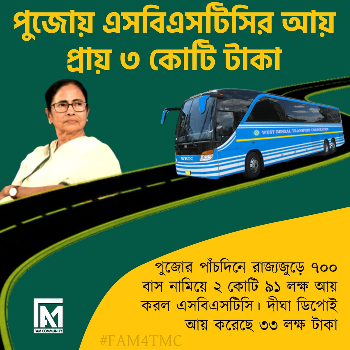পুজোয় এস বি এস টি সির আয় প্রায় 3 কোটি টাকা ॥

#FAM4TMC