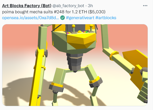 CryptoMarvies's tweet photo. #JokerBunny:

I am not saying that #artblocks is hyped, but whats that?

A 6 years old kid being curated? 5000$ for this? And Mekaverse is a big fail? C'mon compare them.

I don't wanna live on this planet anymore.

Artblocks is a mafia.

#MekaVerse #NFTs #NFT #NFTcommunity https://t.co/LjExGz7qVe