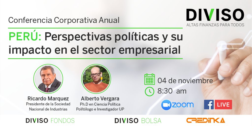 divisope's tweet photo. 📣Te invitamos a participar nuestra Conferencia Corporativa Anual 2021. Contaremos con la presentación de Ricardo Marquez, Presidente de la Sociedad Nacional de Industrias y Alberto Vergara, Ph.D en Ciencia Política e Investigador de la UP

➡Regístrate: https://t.co/C3RWpvGFKb https://t.co/yK7bEewGdO