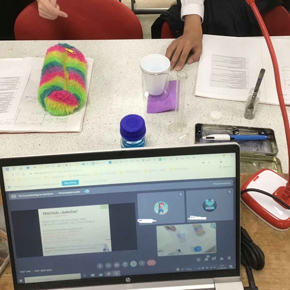 CryptScience's tweet photo. #CryptYr8 showing #CryptSupport for their peers at home - by demonstrating todays #CryptChemistry practical. Explaining what they were doing and the results they achieved. #CryptInnovation and #CryptConfidence in action! https://t.co/iNLR1fkSDO