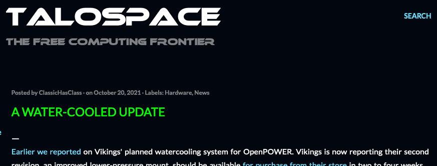 mpc7500v2's tweet photo. A water-cooled update (via @vikingslibre)
https://t.co/WOy5F8Ghpp

#OpenPOWER #IBM #POWER9 #PowerPC #TalosII #Blackbird #RaptorCS https://t.co/EoOg6EmKhD