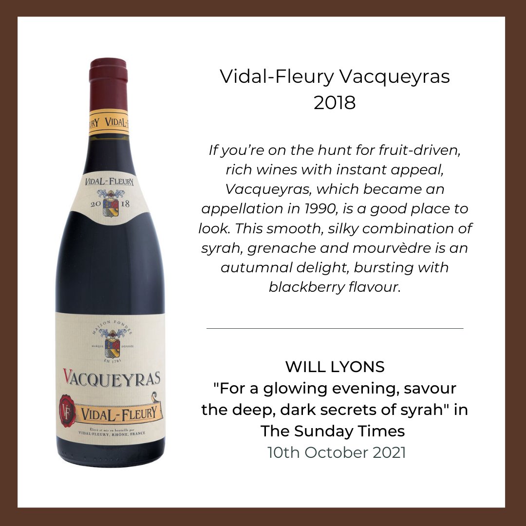 LouisLatourUK's tweet photo. This #throwbackthursday we turn to France and the Rhone Valley. Will Lyons picked Vidal-Fleury Vacqueyras as one of the wines for his article in The Sunday Times.
#vidalfleury #rhone #france #since1789 #lladrinks #tbt https://t.co/ef7KcbWmOt