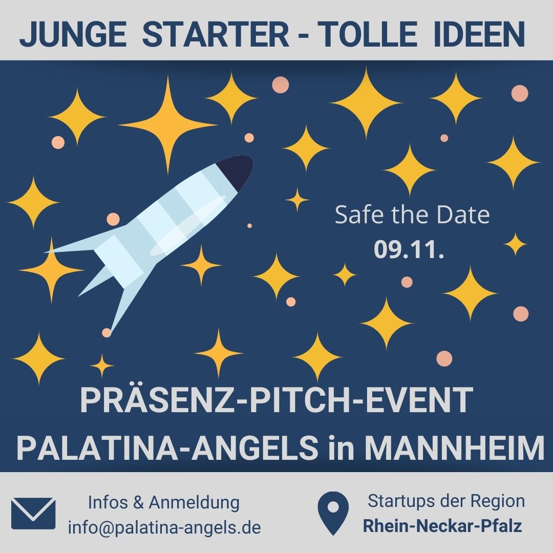StartersCapital's tweet photo. Am 09.11. kommen wieder innovative Ideen und Kapital zusammen! 🚀 
Für weitere Infos meldet euch per Mail an info@palatina-angels.de

#mannheim #heidelberg  #stuttgart #rheinneckararena  #gründerinnen #gründerszene #gründergeist #startupgermany #digitallearning #digitaltechnology https://t.co/vpoLbJnkmo