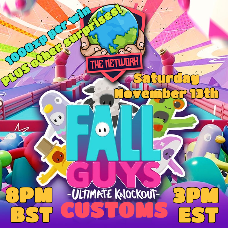 TheNetworkCo's tweet photo. On Saturday November 13th the first ever #fallguys Network Customs will happen! Laughs and giggles are guaranteed!
If you want to join, be sure to join The Network Community Discord! Link in bio! #LinkInBio
#smallstreamers #smallstreamercommunity #smallstreamersconnect #twitch https://t.co/z59NofTPtB