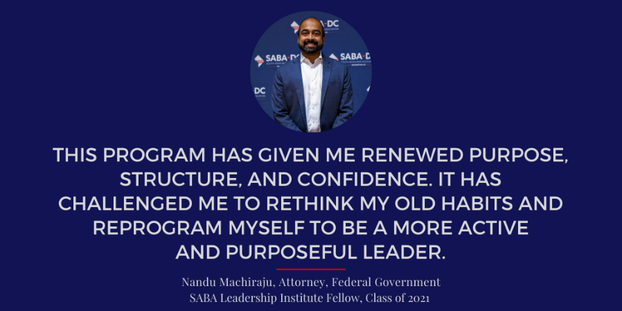 SABALegal's tweet photo. The deadline to apply for the 2022 Fellowship Class for the SABA Leadership Institute is Oct. 22. Check out what you can learn from Nandu Machiraju (@MachirajuNandu), a Class of 2021 fellow. If you have 10-15 years of experience apply here: https://t.co/8BJWFOGCwP ! #ThisisSABA https://t.co/cWwVBNnRLz