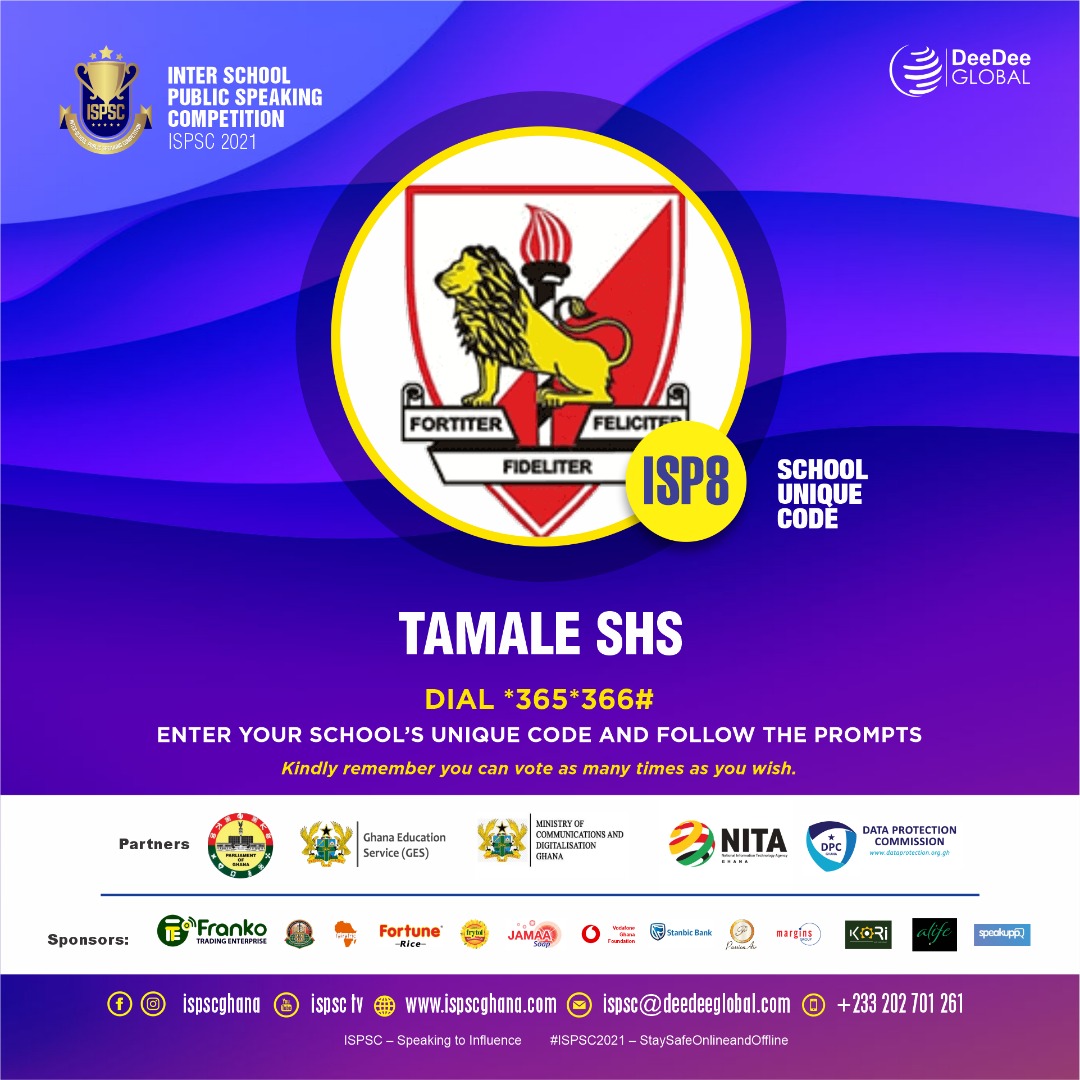 npscghana's tweet photo. To vote for @Tamale_Ghana
#TamaleSHS 
1. Dial *365*366#
2. Enter ISP8
3. Follow the prompts

#ISPSC2021
#digitalinclusion
#businesspitching
#publicspeaking
#speakingtoinfluence https://t.co/fCCSZ3FMNb