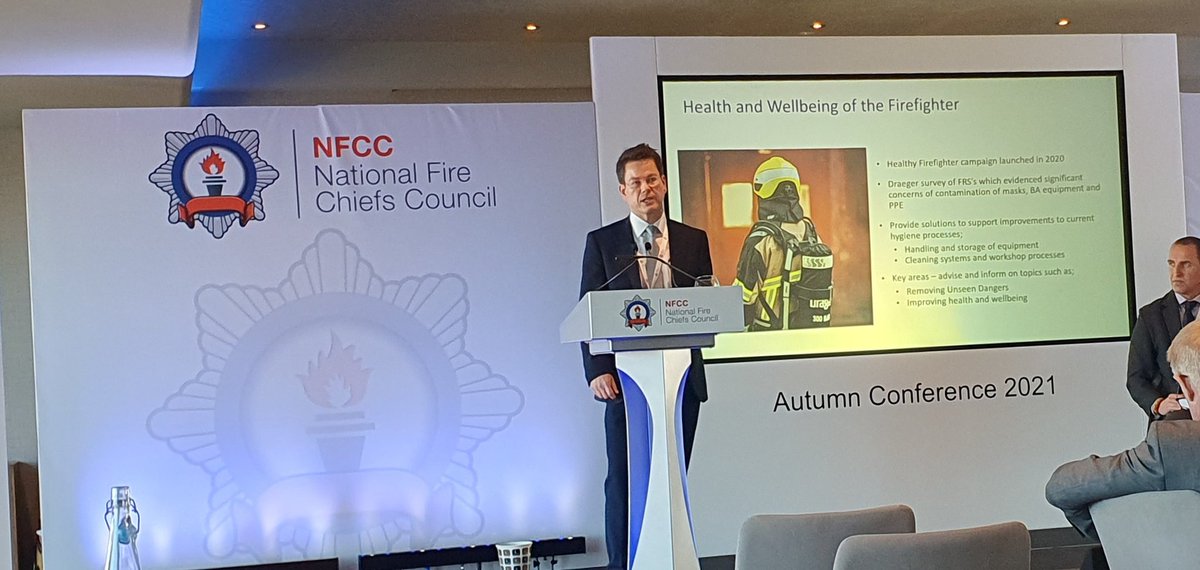 Great to hear from our #NFCCAutumn conference sponsors; talkong about emerging and innovative technologies for the sector. Thanks to <a href="/DraegerNews/">Dräger</a> <a href="/UkPbi/">PBI Performance Products, Inc. UK</a> and <a href="/Unblurco/">Unblur</a> for their support and providing an update on these latest initiatives.