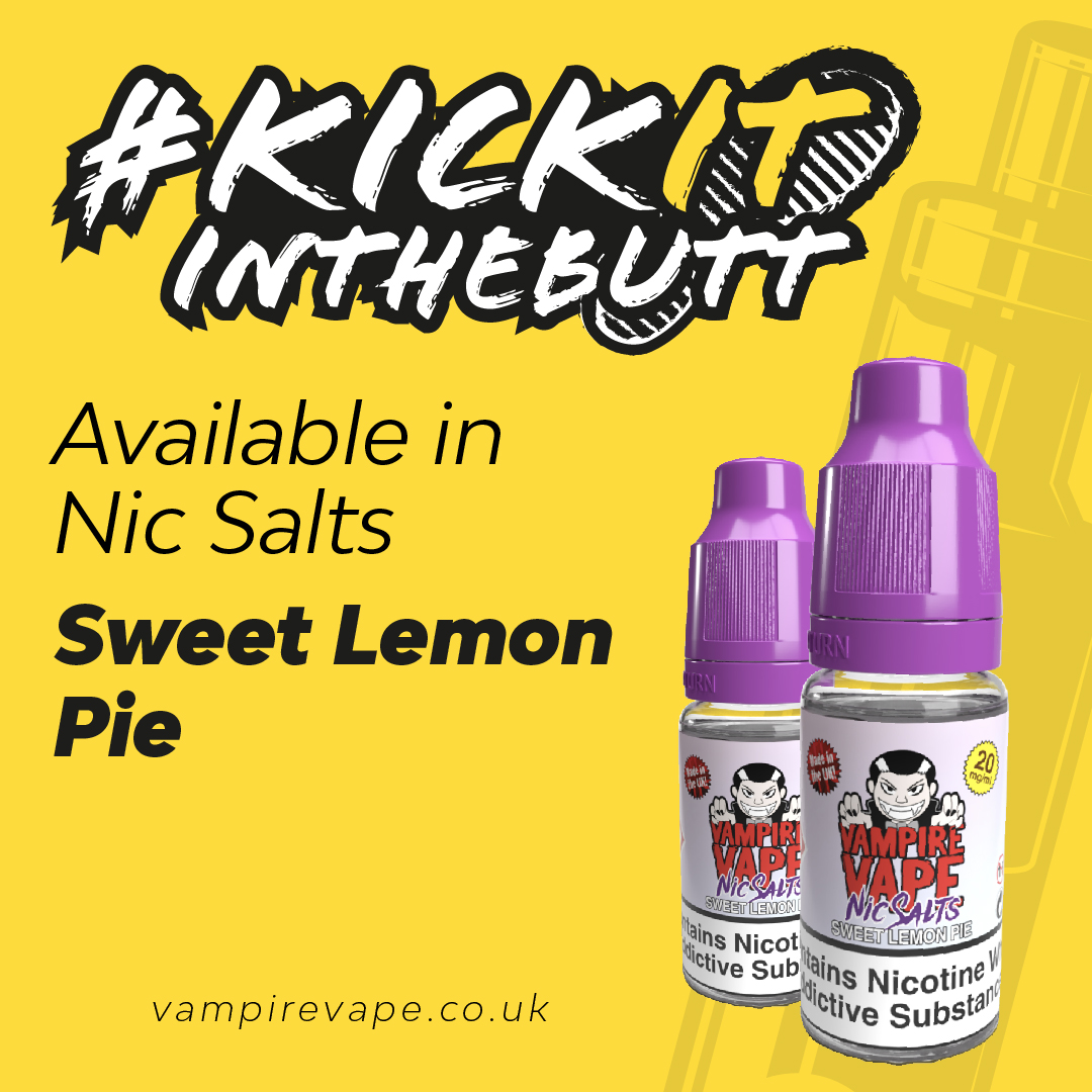 VampireVape's tweet photo. Award-winning Sweet Lemon Pie, now in nic salts 👌

Rich lemon syrup flavoured e-liquid, followed by a buttery biscuit base 🤤

It's a flavour you don't want to miss out on 🔞- https://t.co/I7lbsJshkN https://t.co/1Y57UFt1i7