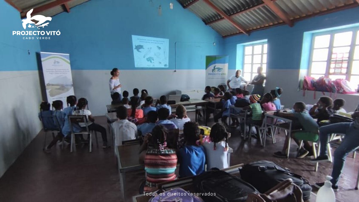 projecto_vito's tweet photo. This time we were with the 1st to 4th grade students from the Campanas de Cima school, Grouping III of São Filipe to talk about the importance of preserving and protecting #SeaTurtles🐢, #SeaBirds and #Endemic_Plants🌱.

@MavaFdn 
@prcmarine 
@CommunityCEPF https://t.co/EUuZeWF7bh