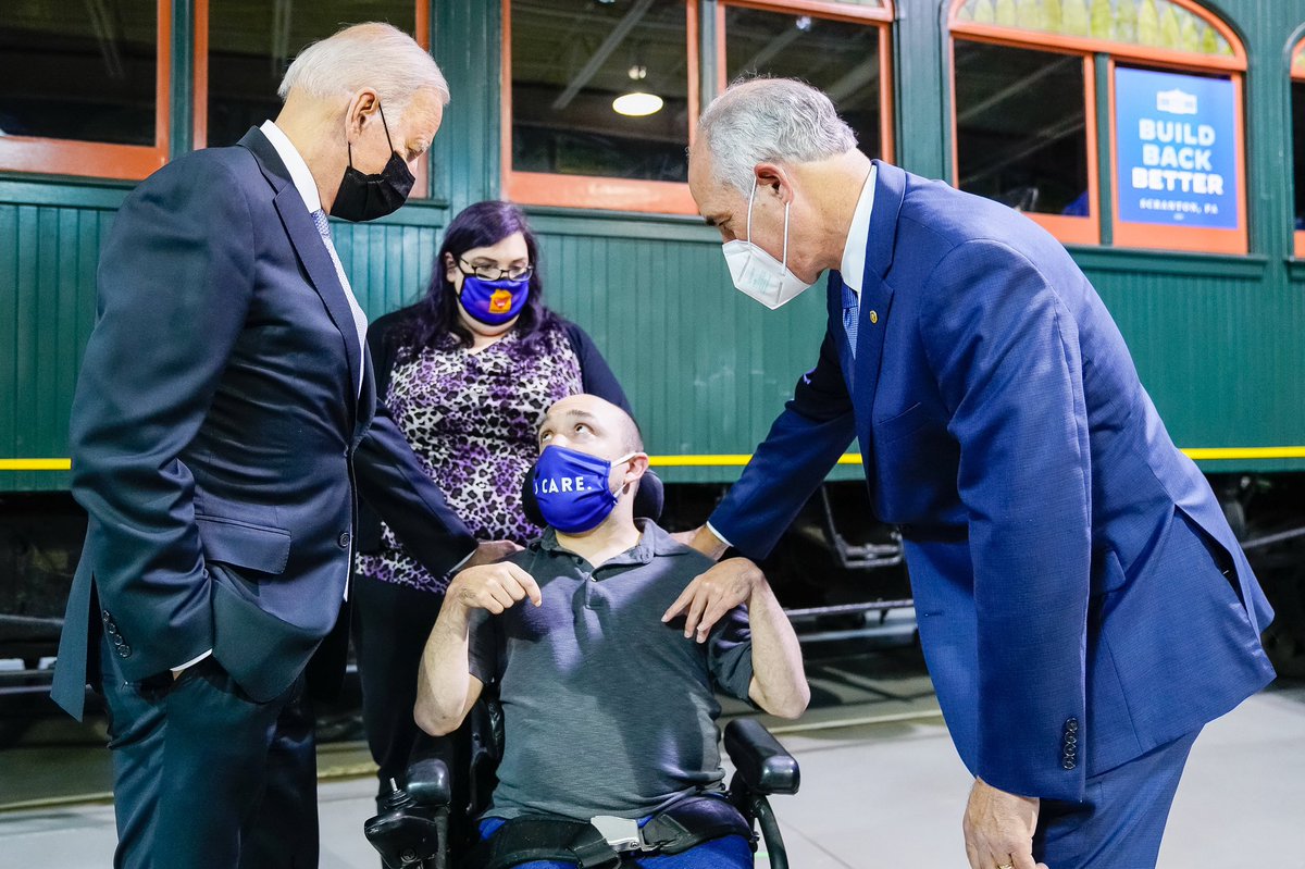 SenBobCasey's tweet photo. I’m grateful that @POTUS could join me &amp; several PA recipients of home &amp; community-based services &amp; workers who provide them in Scranton yesterday. Since the President proposed a historic investment in these services, I’ve traveled across the PA, listening to stories like theirs. https://t.co/Q5Q54xuINX