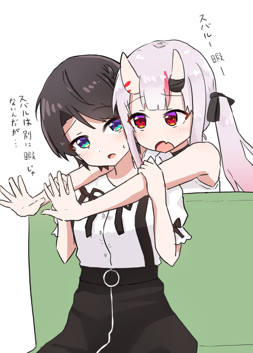 百鬼あやめ ,大空スバル 「あやスバrkgk
#百鬼絵巻 #プロテインザスバル 」|ナニッタのイラスト