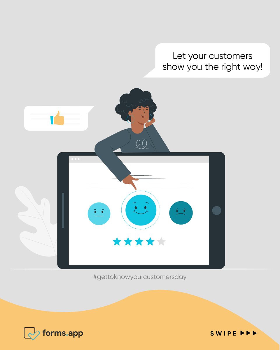formsapp's tweet image. Do you know what your customers really want? 
Let your customers show you the right way!  
forms.app/en/templates/c… 
 
#formsapp #gettoknowyourcustomersday #customerfeedback #customersatisfaction #formbuilder