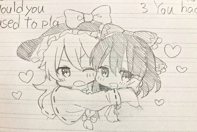 今日のらくがきは霊夢と魔理沙です 