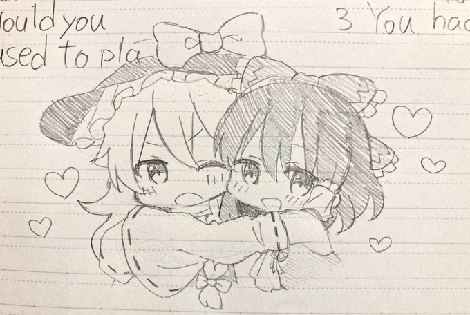今日のらくがきは霊夢と魔理沙です 